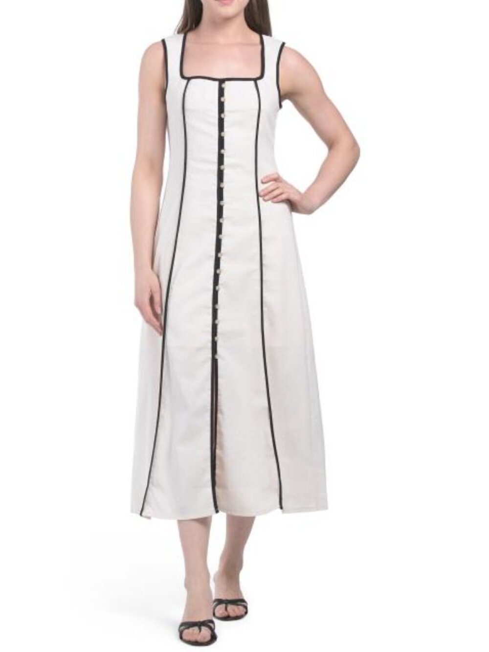 ❤️ZOE & CLAIRE Sleeveless Contrast Trim Maxi Dress